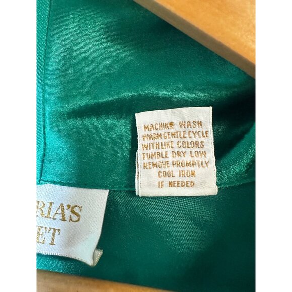Vintage Victoria’s Secret Gold Label Satin Pajama Set Green w/ Pearl Buttons S - Picture 7 of 7